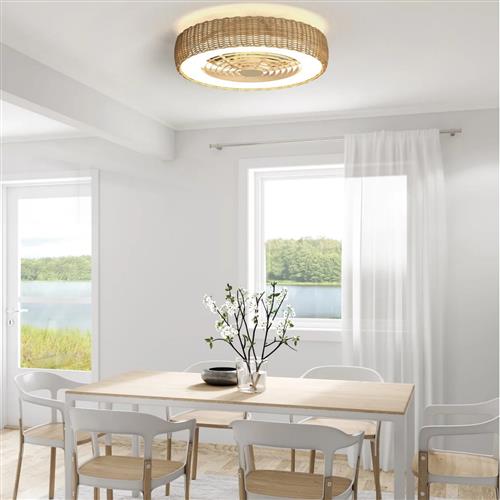 Kilimanjaro Large Rattan LED Flush And Semi Flush CCT Fan M7811