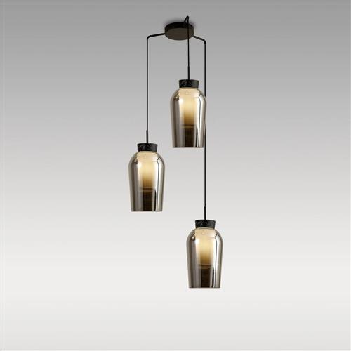 Nora 3 Light Black Marble And Chrome Glass Cluster Pendant M8284