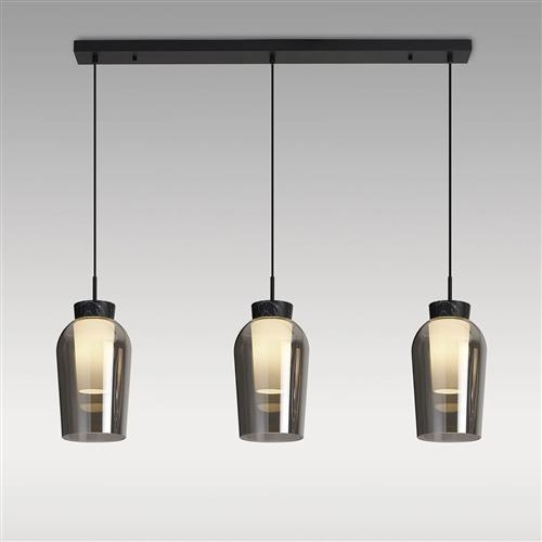 Nora Black Marble And Chrome Glass Linear Pendant Fitting M8285