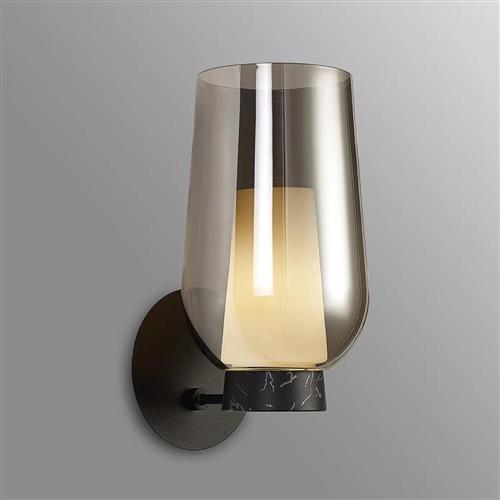 Nora Black Marble And Chrome Glass Single Wall Light M8288