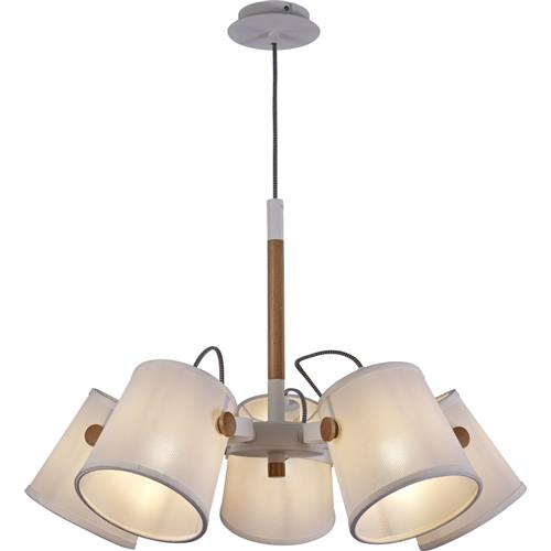 Nordica Ii White Wood Five Arm Ceiling Pendant M5460 The