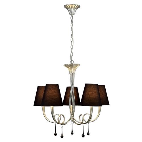 Paola 5 Light Multi-Arm Silver Painted Coloured Pendant M6208