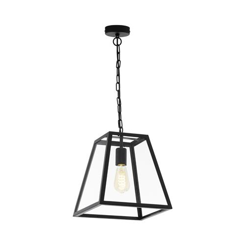 Amesbury Black Steel Clear Glass Single Pendant Light 49882 The