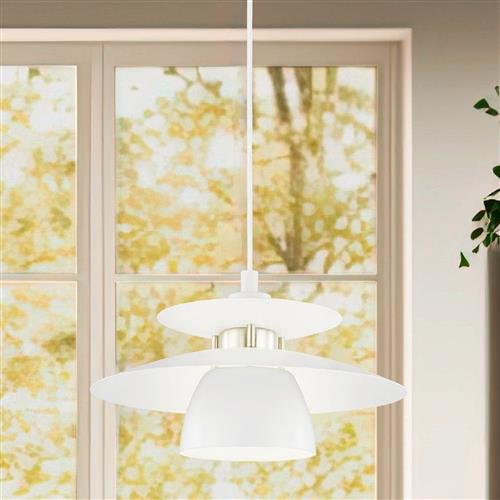 Brenda White And Satin Nickel Tiered Pendant Fitting 98734