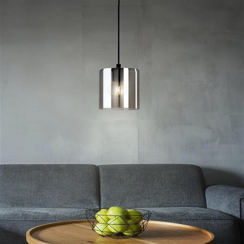 Cadaques 1 Steel Black Smoked Single Light Pendant 98585