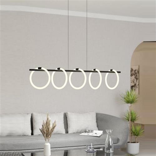 Caranacoa LED Black And White Five Ring Pendant Light 900563