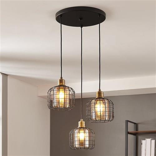 Chisle Black And Vaporized Glass Tiered Cluster Pendant 43499