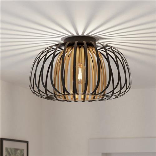 Encinitos Black And Gold Domed Flush Ceiling Fitting 99664