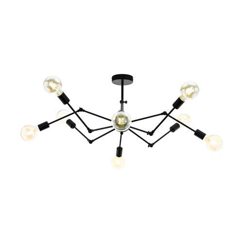 Exmoor Eight Arm Black Steel Ceiling Light Fitting 49037 The