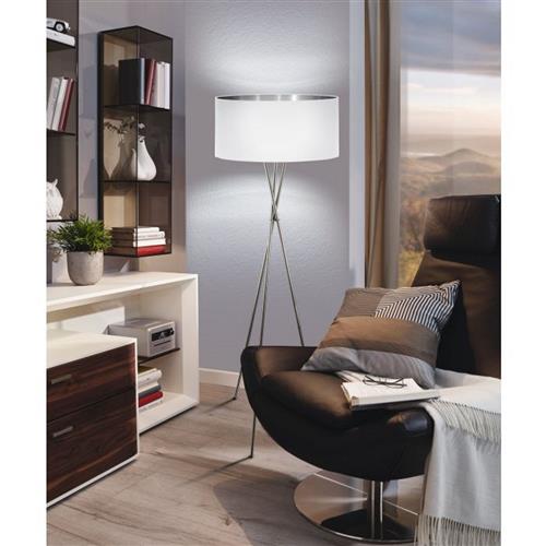 Fondachelli Satin Nickel And White Contemporary Floor Lamp 95539
