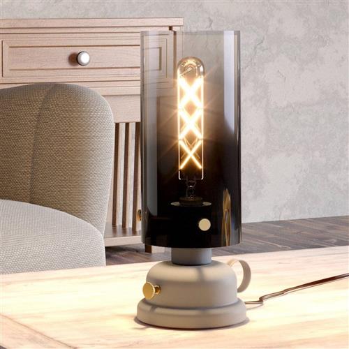 Gargrave Grey Steel And Vaporised Glass Switched Table Lamp 43929