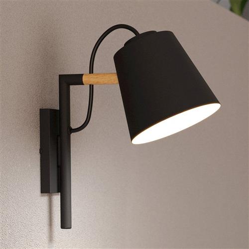 Lacey Black Steel Wall Light 43735