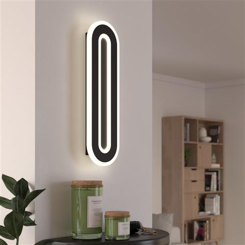 Macchioni Black LED Crystal Effect Large Wall Light 901242