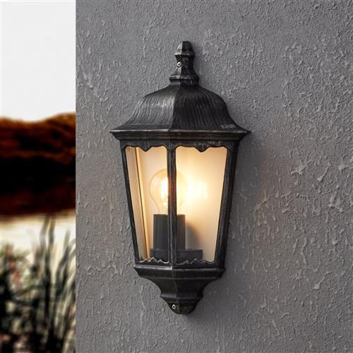 Navedo Black Silver Half Lantern Outdoor Wall Light 93459