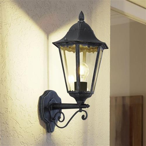 Navedo Black Silver Upwards Outdoor Wall Light 93457