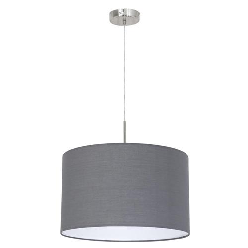 Pasteri Satin Nickel Ceiling Pendant with Grey Shade 31573
