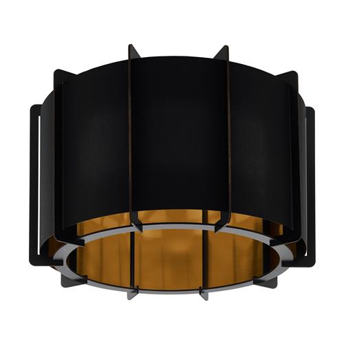 Pineta Black Steel Wood Black Gold Flush Ceiling Light 98339