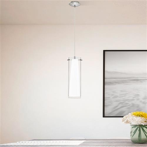 Pinto Chrome And White Glass Pendant Light 89832