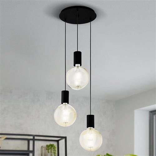 Pozueta Black Steel Three Tiered Cluster Pendant 98663