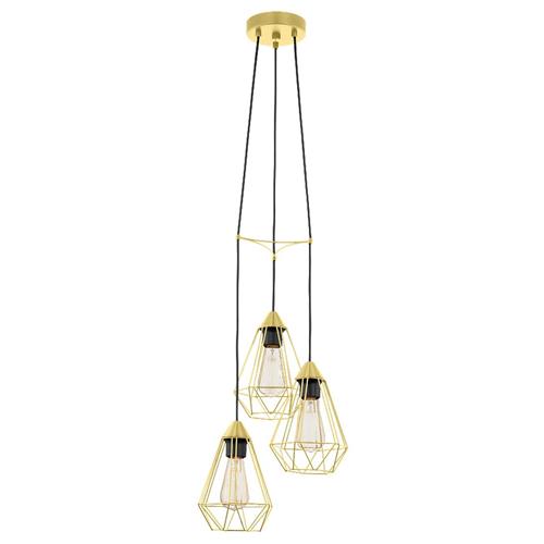 Tarbes Large Three Light Brushed Brass Ceiling Cluster Pendant 43683