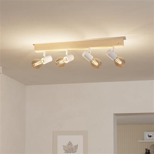 Townshend 3 Wood And White 4 Light Ceiling Spot 99485