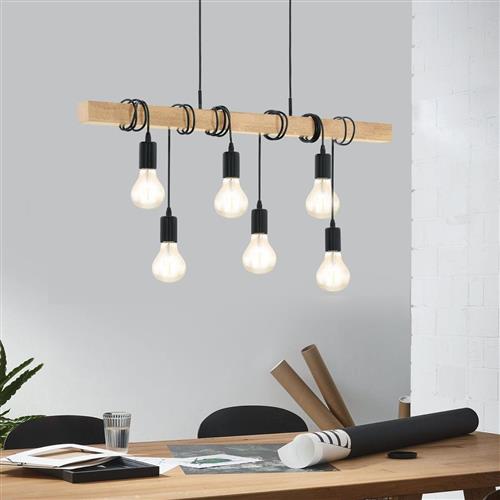 Townshend Black & Wood 6 Bar Pendant 95499