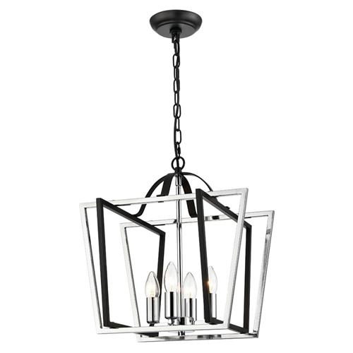 Aviary Matt Black And Chrome Large Pendant LA7021-4