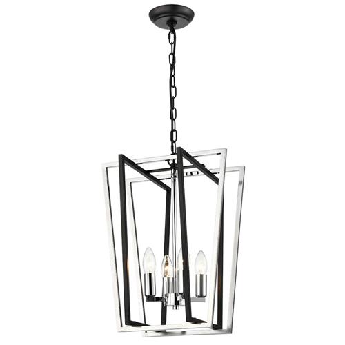 Aviary Matt Black And Chrome Small Pendant LA7022-4