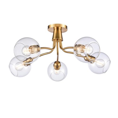 Chalice Aged Brass 5 Light Semi-Flush Fitting FL2483-5