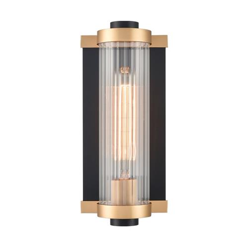 Charleston Matt Black And Aged Brass IP44 Wall Light WB421