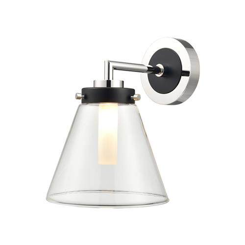 Conica Matt Black And Polished Nickel IP44 Bathroom Wall Light WB408