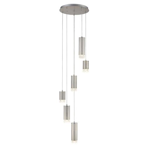 Cordelia Satin Brushed Silver 6 Light Cluster Pendant FL2414-6