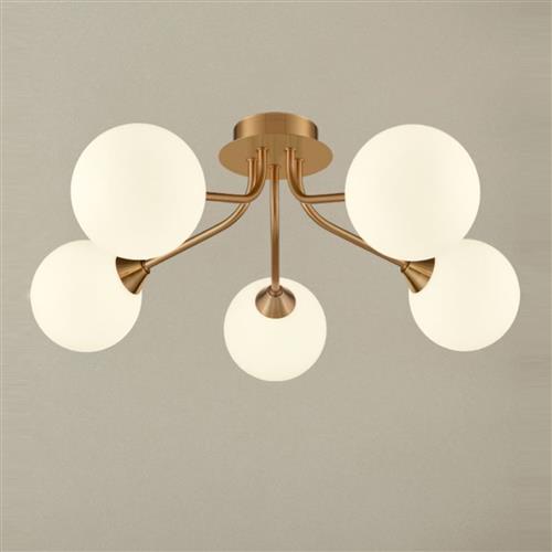 Cosmic Antique Gold And Opal 5 Light Semi-Flush FL2470-5-378