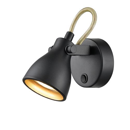 Fiza Single Switched Matt Black and Gold Wall Light FRA1012