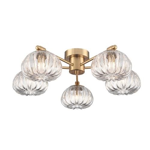 Harvest Aged Brass 5 Light Flush Fitting FL2473-5