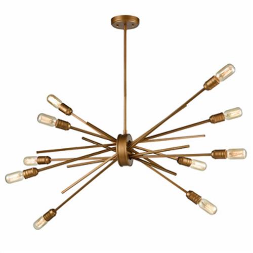 Idaho Antique Gold Ten Light Multi-Arm Ceiling Pendant FL2399-10