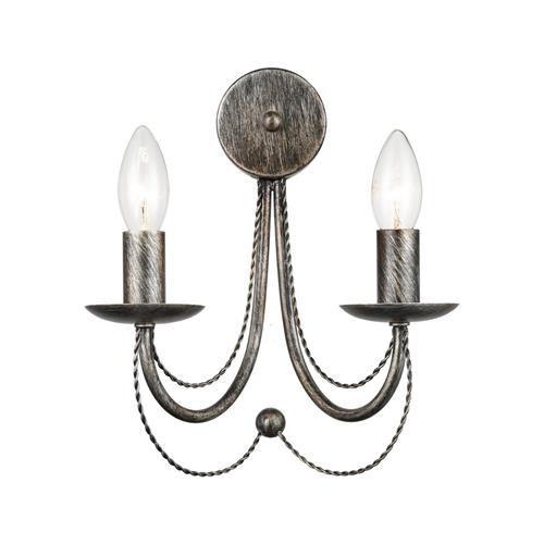 Philly Double Black Brushed Silver Wall Light FL2462-2
