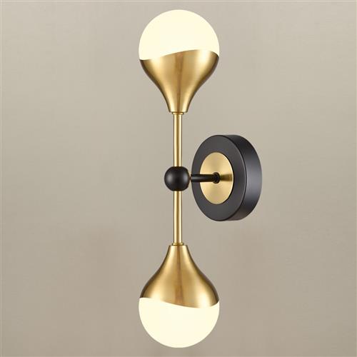 Nexus Matt Black And Aged Brass Double Wall Light FL2478-2