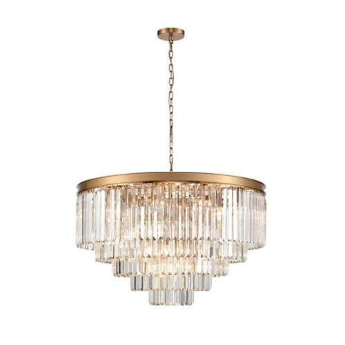 Perdita Brushed Brass And Crystal 27 Light Tiered Pendant FL2465-27