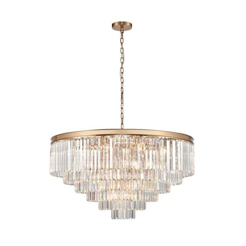 Perdita Brushed Brass And Crystal 30 Light Tiered Pendant FL2465-30