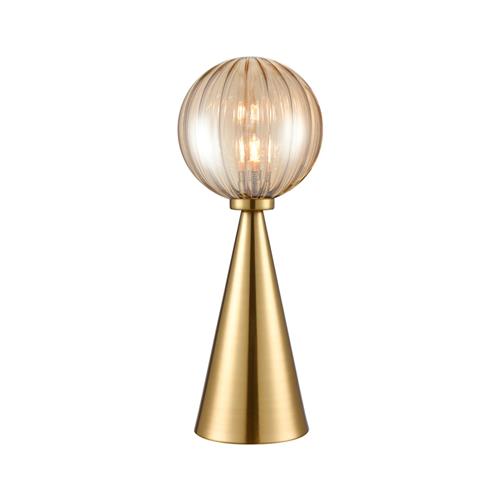 Quasar Aged Brass And Amber Glass Touch Table Lamp TL204