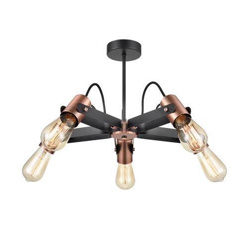 Debut Matt Black & Copper 5 Arm Adjustable Ceiling Spotlight FL2456-5