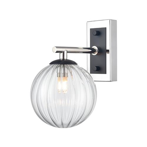 Stellar Polished Nickel And Clear IP44 Single Wall Light WB404-382