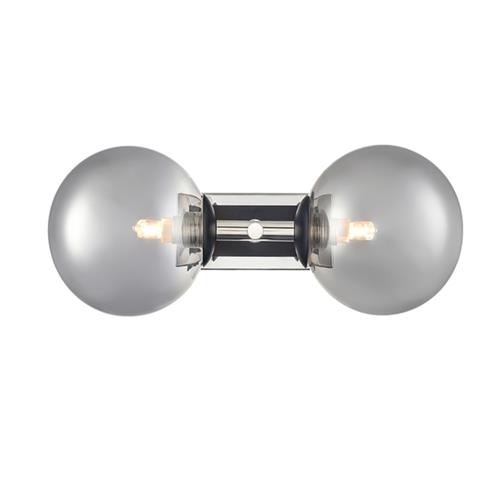 Stellar Polished Nickel And Smoked Double IP44 Wall Light WB406-376