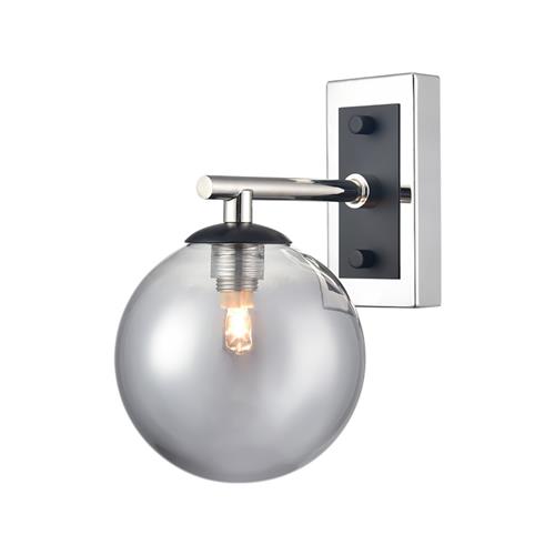 Stellar Polished Nickel And Smoked IP44 Single Wall Light WB404-376