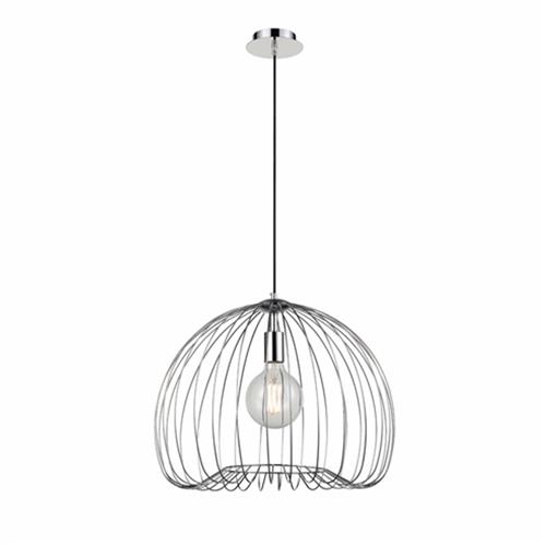 Tropic Large Chrome Domed Wire Ceiling Pendant Light Fitting PCH175