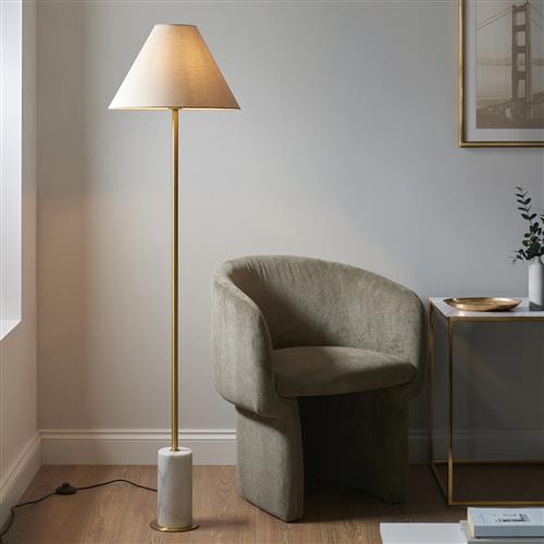 Mabel Aged Brass And Natural Floor Lamp 7614-30