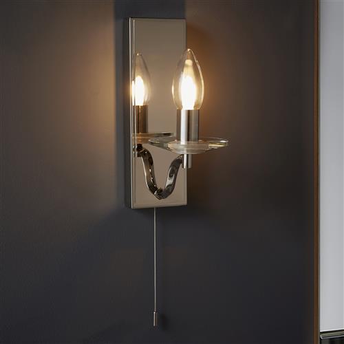 Aulax Polished Nickel Switched IP44 Bathroom Wall Light Aulax-1W