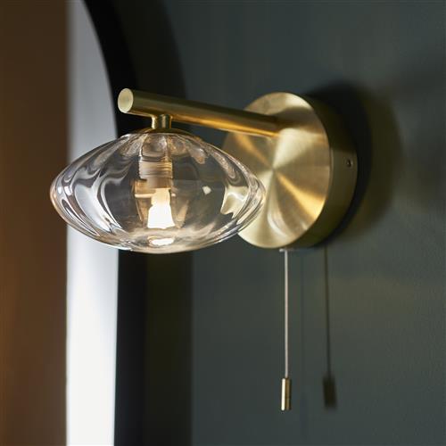 Satin Brass IP44 Bathroom Switched Wall Light Astilbe-1WBC