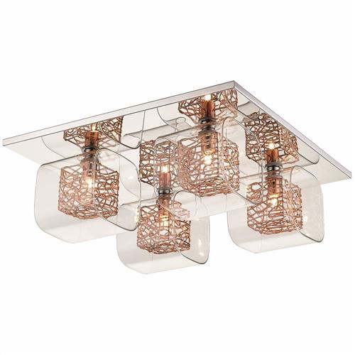 Holland Square Polished Chrome/Copper Mesh Flush Fitting HOLL042CP4FLU